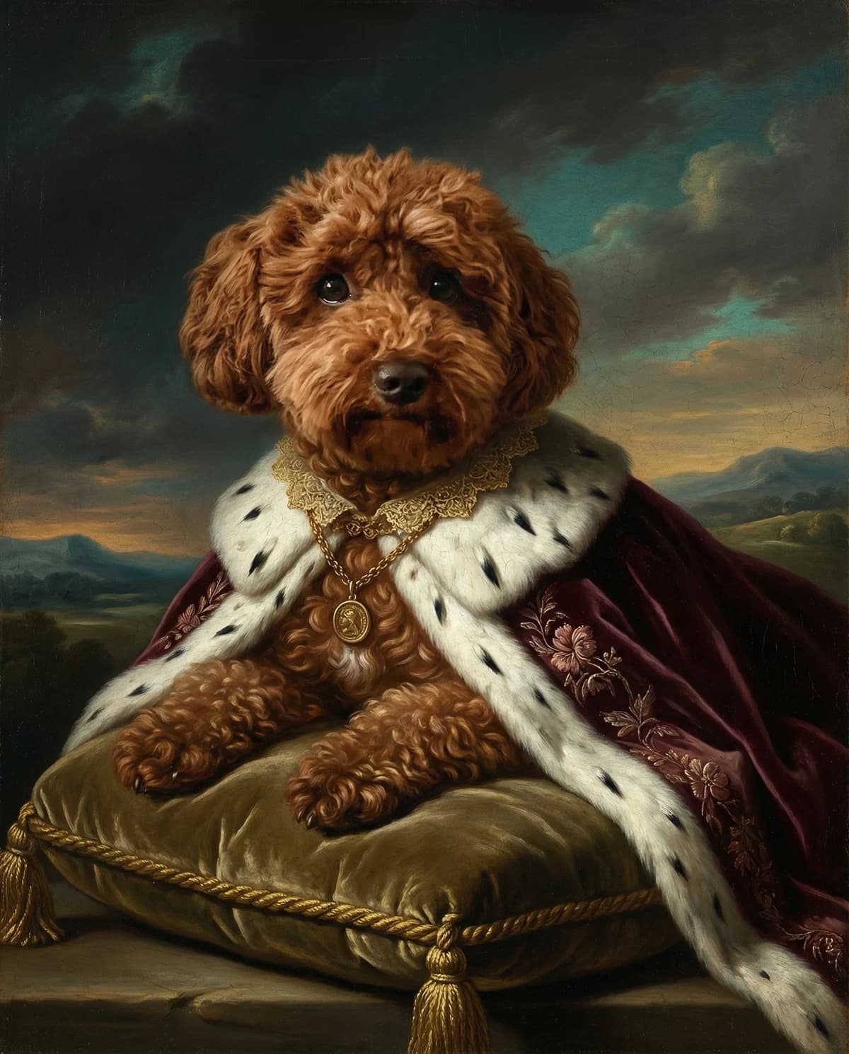 Reference photo — a red poodle — Caravaggio Twilight