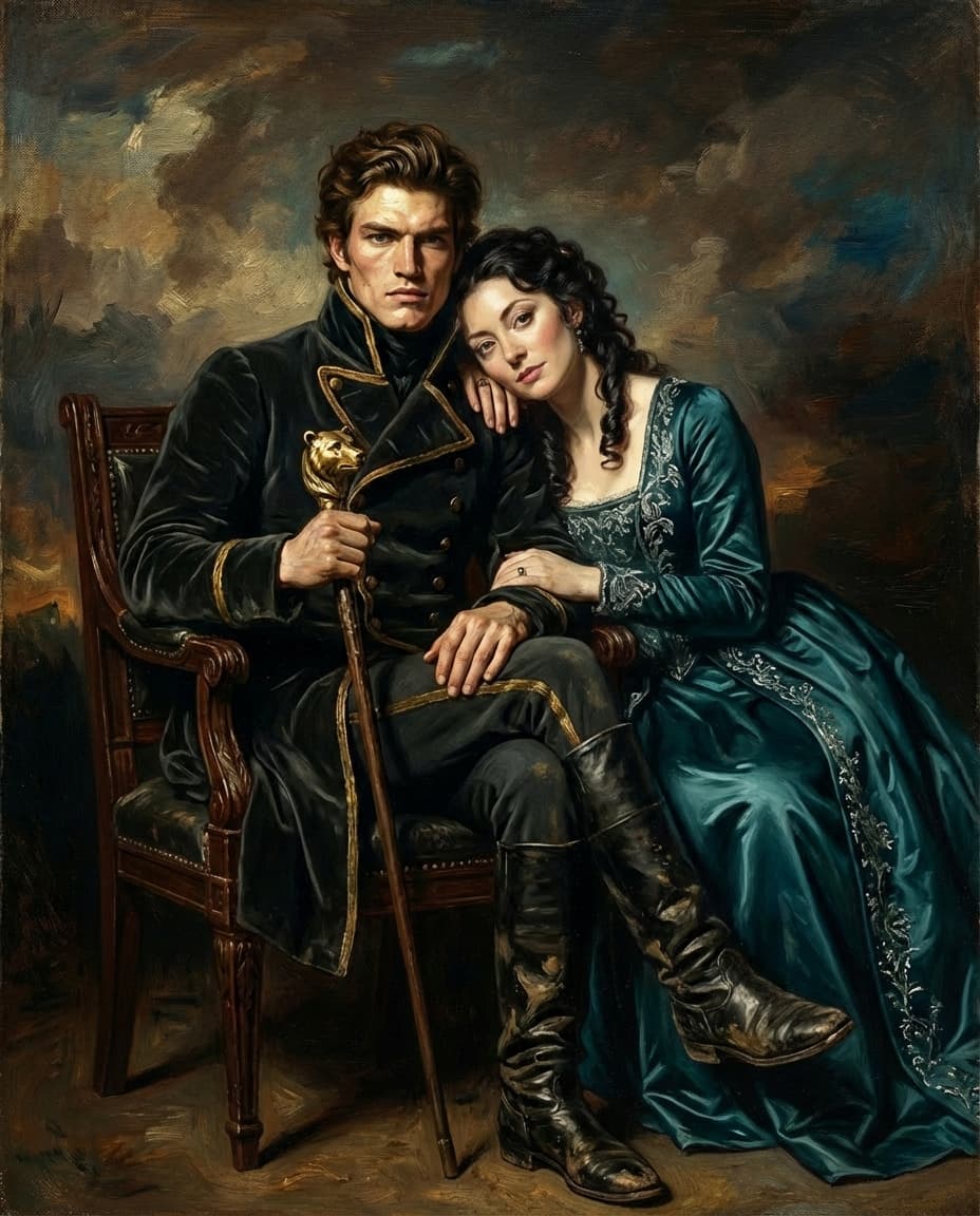 Couple portrait in classical oil painting style