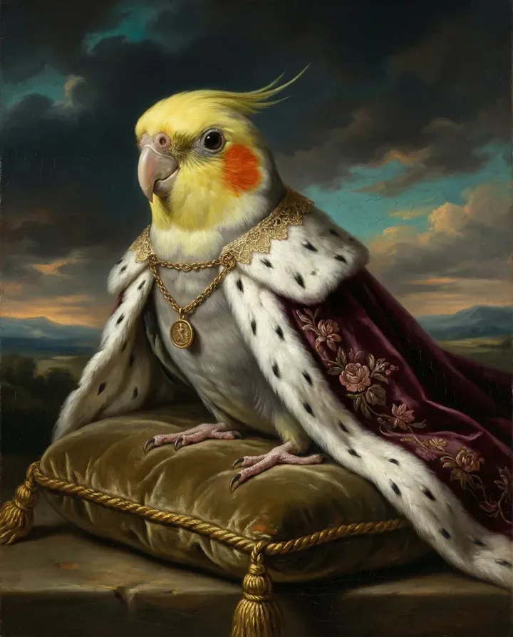 Pet portrait showing artistic composition and style details