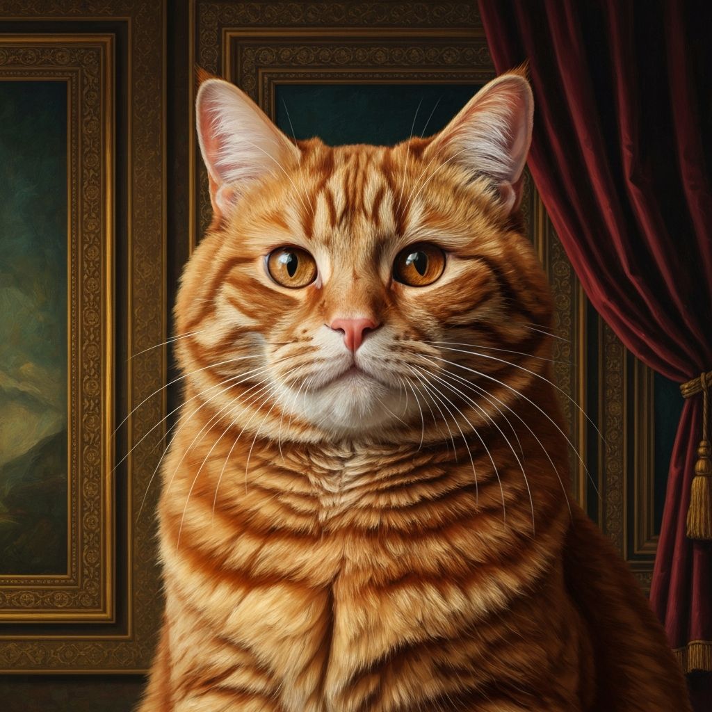 Custom pet portrait in oil painting style showing traditional hand-painted quality